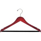 Cherry Wood Suit Hanger W/ Flocked Bar & Notches (17" X 7/16")