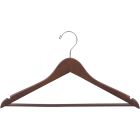 Rubber Coated Walnut Wood Suit Hanger W/ Suit Bar & Notches (17" X 7/16")