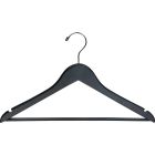 Rubber Coated Black Wood Suit Hanger W/ Suit Bar & Notches (17" X 7/16")