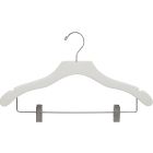 White Wood Combo Hanger W/ Clips & Notches (17" X 3/8")