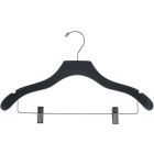 Black Wood Combo Hanger W/ Clips & Notches (17" X 3/8")