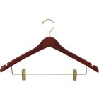 Walnut Wood Combo Hanger W/ Clips & Notches (17" X 1/2")