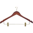 Walnut Wood Combo Hanger W/ Clips & Notches (17" X 1/2")