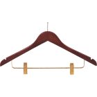 Walnut Wood Anti-Theft Combo Hanger W/ Clips & Notches (17" X 7/16")