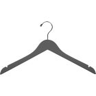 Rubber Coated Gray Wood Top Hanger W/ Notches (17" X 7/16")