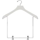 Oversized White Wood Display Hanger W/ 10" Deluxe Clips (18" X 2")