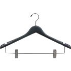 Matte Black Wood Combo Hanger W/ Clips & Notches (17" X 1/2")