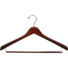 Walnut Wood Suit Hanger W/ Locking Bar (17" X 1")