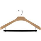 Oversized Natural Wood Suit Hanger W/ Flocked Bar (18" X 2")