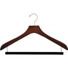 Oversized Walnut Wood Suit Hanger W/ Flocked Bar (18" X 2")