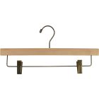 Unfinished Wood Bottom Hanger W/ Antique Brass Clips (14" X 5/8")