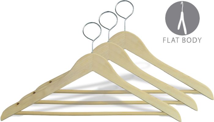 Set of 100 Unfinished Wood Suit Hangers W/Suit Bar Closed