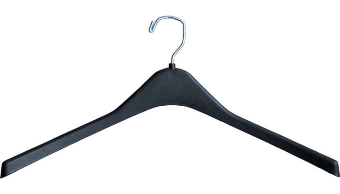Set of 100 Matte Black Plastic Top Hanger (17