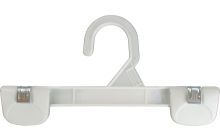 Kids White Plastic BottomHanger W/ Pinch Grips (8" X 7/16")