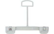 Kids White Plastic Bottom Hanger W/ Pinch Grips (8" X 7/16")