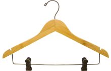 Bamboo Combo Hanger W/ Deluxe Clips, Notches & Rubber Strips (17" X 1/2")