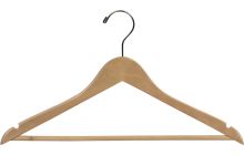 Natural Wood Suit Hanger W/ Suit Bar & Notches (17" X 7/16")