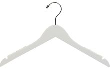 White Wood Top Hanger W/ Notches & Rubber Strips (17" X 7/16")