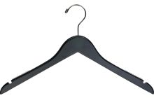 Black Wood Top Hanger W/ Notches & Rubber Strips (17" X 7/16")