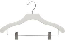 White Wood Combo Hanger W/ Clips & Notches (17" X 3/8")