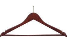 Walnut Wood Anti-Theft Suit Hanger W/ Suit Bar & Notches (17" X 7/16")