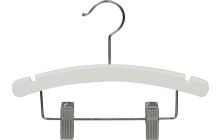 Kids White Wood Combo Hanger W/ Clips & Notches (10" X 3/8")