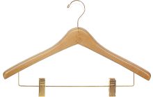 Natural Alder Combo Hanger W/ Clips (17" X 1")