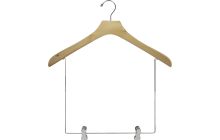 Oversized Natural Wood Display Hanger W/ 10" Deluxe Clips (18" X 2")
