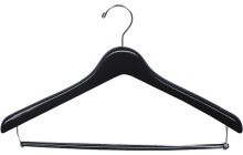 Matte Black Wood Suit Hanger W/ Locking Bar (17" X 1")