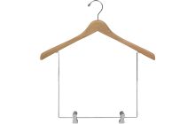 Natural Wood Display Hanger W/ 10" Deluxe Clips (17" X 1")