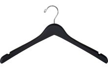 Rubber Coated Black Wood Top Hanger W/ Notches (17" X 1")
