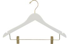 White Wood Combo Hanger W/ Clips & Notches (17" X 7/16")