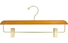 Light Oak Wood Bottom Hanger W/ Clips (14" X 7/16")