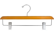Light Oak Wood Bottom Hanger W/ Clips (14" X 7/16")