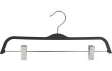 Black Rubber Coated Plastic Pant Hanger W/ Clips (14.75" X 3/8")