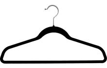 Black Slim-Line Flock Suit Hanger W/Flocked Bar (17 1/2" X 1/4")