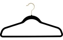 Black Flocked Plastic Suit Hanger W/ Flocked Bar (17" X 1/4")