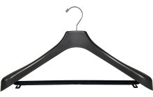 Oversized Matte Black Plastic Suit Hanger W/ Flocked Bar (18" X 2")