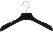 Petite Black Flocked Plastic Top Hanger (15" X 2")