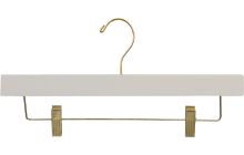 Kids White Wood Bottom Hanger W/ Clips (11" X 5/8")