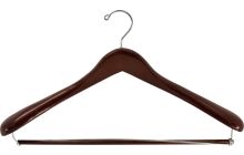 Oversized Walnut Wood Suit Hanger W/ Locking Bar (18" X 2")