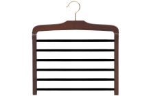Walnut Wood 6 Tier Bottom Hanger W/Flocked Bars (16" X 1/2")