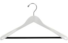 White Wide Shoulder Suit Hanger W/ Flocked Bar (17.5" x 2")