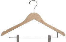 Unfinished Wood Combo Hanger W/ Clips & Notches (17" X 7/16")
