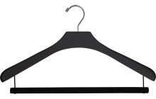 Oversized Matte Black Wood Suit Hanger W/ Flocked Bar (18" X 2")