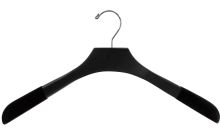 Oversized Matte Black Wood Top Hanger W/ Flocked Shoulders (18" X 2")