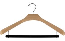 Oversized Natural Wood Suit Hanger W/ Flocked Bar (18" X 2")