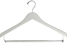 White Wood Suit Hanger W/ Locking Bar (17" X 1/2")