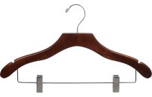 Walnut Wood Combo Hanger W/ Clips & Notches (17" X 7/16")