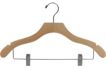 Natural Wood Combo Hanger W/ Clips & Notches (17" X 7/16")